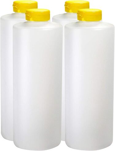 Pinnacle Mercantile Condiment Squeeze Bottles with Flip Top Hinged Black Cap 16 oz Set of 5 (Perfect for Condiments, Sauces, Dressings, BBQ, Ketchup) Made USA in Kuwait