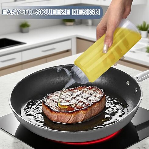 Oil Bottle for Griddle With Twisting Lids, Griddle bottle squeeze for Sauces and Oil,Leak-proof,BPA Free Plastic,Gray,12oz(350ml),4Pack in Kuwait