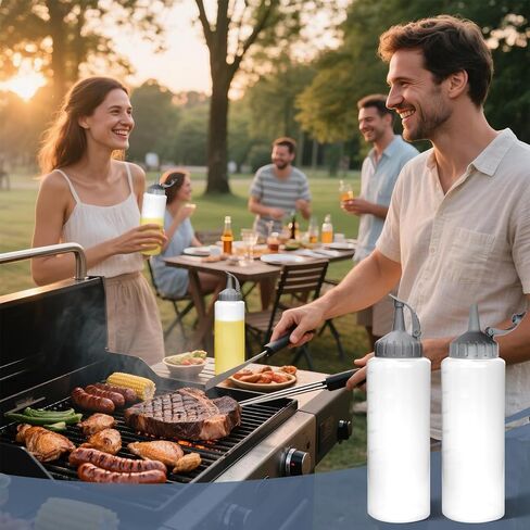 Oil Bottle for Griddle With Twisting Lids, Griddle bottle squeeze for Sauces and Oil,Leak-proof,BPA Free Plastic,Gray,12oz(350ml),4Pack in Kuwait