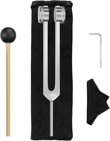 Tuning Fork Kit for Healing - 128Hz, 136.1Hz, 256Hz, 384Hz Weighted & Unweighted Tuning Forks for Chakra Sound Therapy, Meditation, Yoga, Stress Relief & Relaxation - Comes with Pouch, Ideal Gift in Saudi Arabia