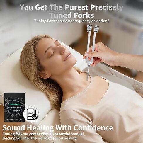 Tuning Fork Kit for Healing - 128Hz, 136.1Hz, 256Hz, 384Hz Weighted & Unweighted Tuning Forks for Chakra Sound Therapy, Meditation, Yoga, Stress Relief & Relaxation - Comes with Pouch, Ideal Gift in Saudi Arabia