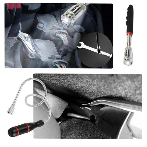 Telescoping Magnetic Pickup Tool Set,Telescopic Inspection Mirror,Flexible Bendable Spring Magnet Stick,LED Flashlight Pickup Rod, Cool Gadgets for Men in Kuwait