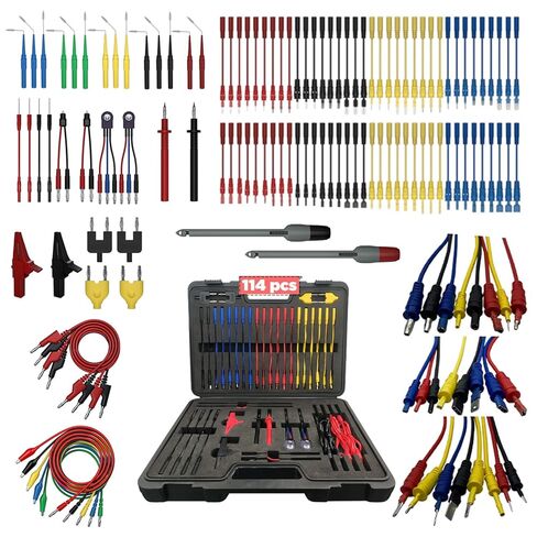 Multimeter Test Leads Kit 114PCS Multimeter Leads Kit Multi Function Electrical Back Probe Kit Efficient Automotive Circuit Test Leads Kit Relay Wire Terminal Test Diagnostic Tool with Alligator Clips in Kuwait
