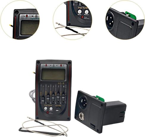 قطع غيار موالف Preamp Piezo Pickup، معادل الإضاءة الخلفية للآلات الموسيقية، معادل رقمي لاقط EQ، أحمر in Kuwait