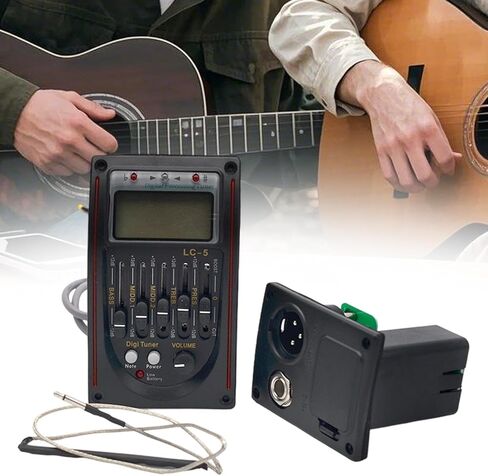 قطع غيار موالف Preamp Piezo Pickup، معادل الإضاءة الخلفية للآلات الموسيقية، معادل رقمي لاقط EQ، أحمر in Kuwait