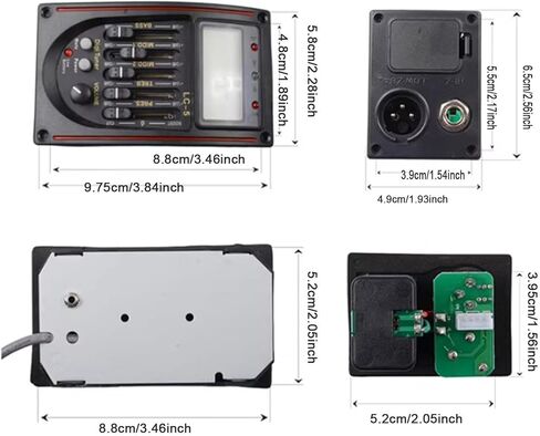 قطع غيار موالف Preamp Piezo Pickup، معادل الإضاءة الخلفية للآلات الموسيقية، معادل رقمي لاقط EQ، أحمر in Kuwait