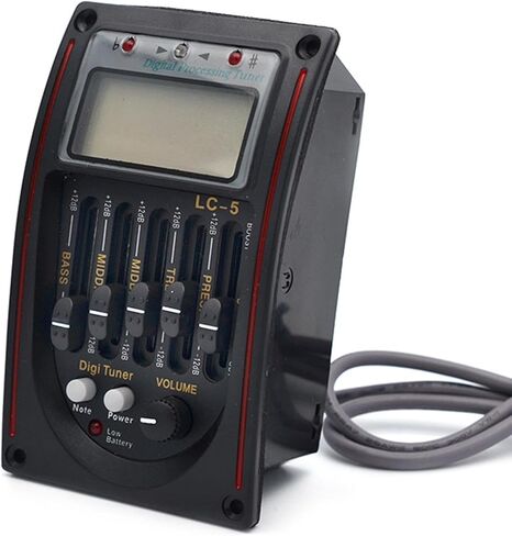 قطع غيار موالف Preamp Piezo Pickup، معادل الإضاءة الخلفية للآلات الموسيقية، معادل رقمي لاقط EQ، أحمر in Kuwait