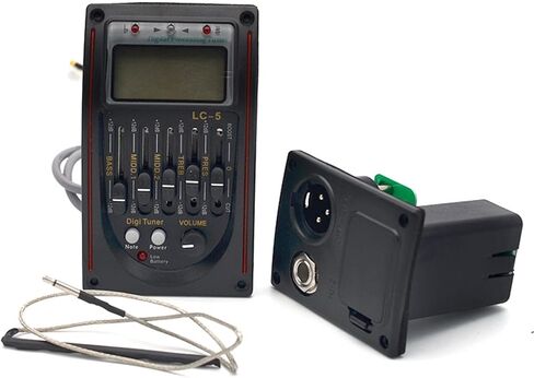 قطع غيار موالف Preamp Piezo Pickup، معادل الإضاءة الخلفية للآلات الموسيقية، معادل رقمي لاقط EQ، أحمر in Kuwait