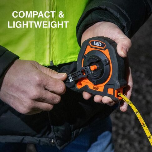 Klein Tools 94100CR Closed Reel Long Tape Measure, 100-Foot Nylon Coated Blade, with Belt Clip and Lanyard Hole in Saudi Arabia