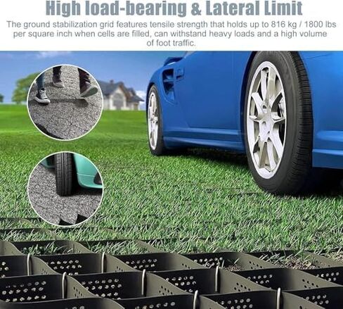 Inch Height Honeycomb Pavers Foldable & Permeable Stabilizers for Driveway & Landscaping (3x8m 10x26ft) in Kuwait