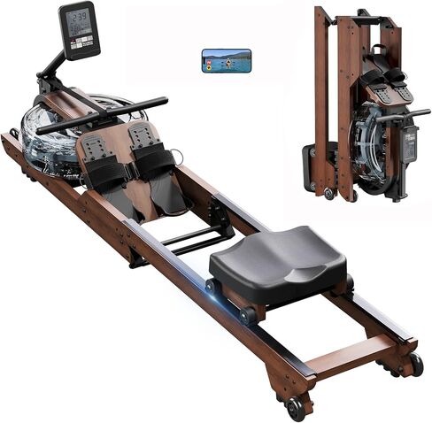 Dripex Water Rowing Machines for Home, Foldable Row Machine with 400LBS Weight Capacity, Rower Machine with Dedicated LCD Monitor, Comfortable Seat, Bluetooth App Compatible for Home Gym Exercise in Kuwait
