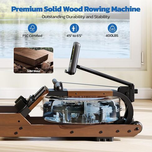 Dripex Water Rowing Machines for Home, Foldable Row Machine with 400LBS Weight Capacity, Rower Machine with Dedicated LCD Monitor, Comfortable Seat, Bluetooth App Compatible for Home Gym Exercise in Kuwait