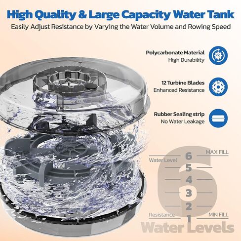 Dripex Water Rowing Machines for Home, Foldable Row Machine with 400LBS Weight Capacity, Rower Machine with Dedicated LCD Monitor, Comfortable Seat, Bluetooth App Compatible for Home Gym Exercise in Kuwait