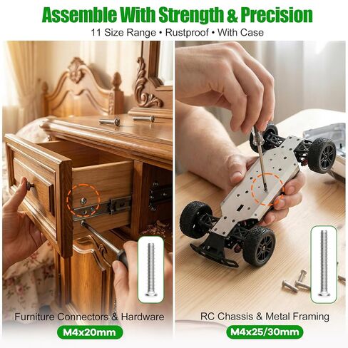 168 Pcs M4 Phillips Pan Head Machine Screws Kit for Switch Boxes | 10 Metric Sizes (M4 x 6mm to 30mm), Carbon Steel Black Screws for Wall Socket Outlets & Faceplates, Clear Label Storage Box in Saudi Arabia