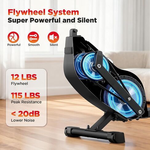Rowing Machines for Home,Quiet Resistance Magnetic Rower Machine with 32 Levels,350lb Weight Capacity,Compact Dual Slide Rail,LED Monitor & Comfortable Seat,App Supported&Tablet Holder in Saudi Arabia