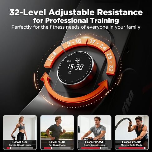 Rowing Machines for Home,Quiet Resistance Magnetic Rower Machine with 32 Levels,350lb Weight Capacity,Compact Dual Slide Rail,LED Monitor & Comfortable Seat,App Supported&Tablet Holder in Saudi Arabia