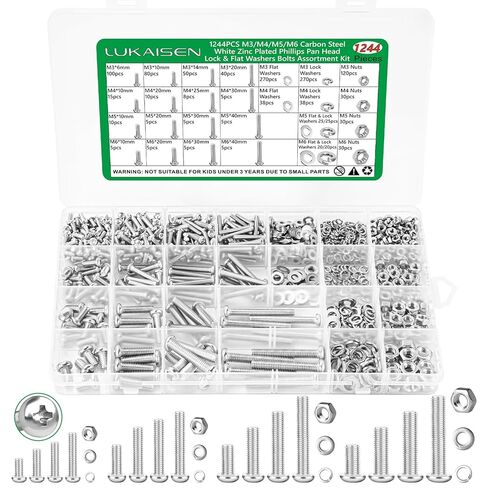 168 Pcs M4 Phillips Pan Head Machine Screws Kit for Switch Boxes | 10 Metric Sizes (M4 x 6mm to 30mm), Carbon Steel Black Screws for Wall Socket Outlets & Faceplates, Clear Label Storage Box in Saudi Arabia