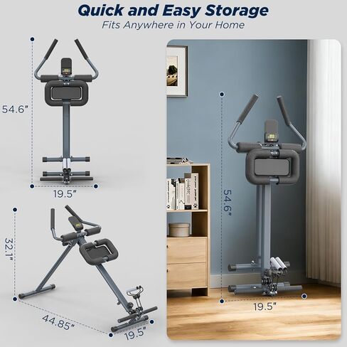 آلة التجديف 4 في 1، آلة البطن - معدات تمرين الجسم بالكامل قابلة للطي مع أشرطة مقاومة لتمارين القلب والقوة والتدريب الأساسي - أسود in Kuwait