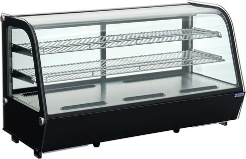 Kratos Countertop Refrigerated Bakery Display Case | 48" Wide Curved Glass Black Display Case with Two Shelves |LED Lighting| Countertop Refrigerator for Bakeries and Restaurants (29C-008) in Kuwait