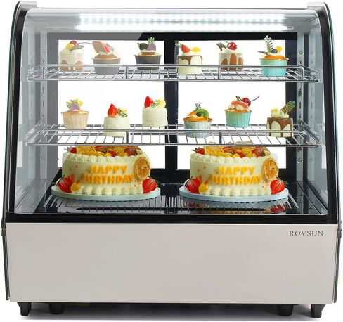 ROVSUN 5.7 Cu.Ft Refrigerated Display Case Commercial Countertop Refrigerator ETL NSF Certified, Display Refrigerator w/LED Automatic Defrosting Air-cooling Rear Sliding Door for Cafe Restaurant in Kuwait