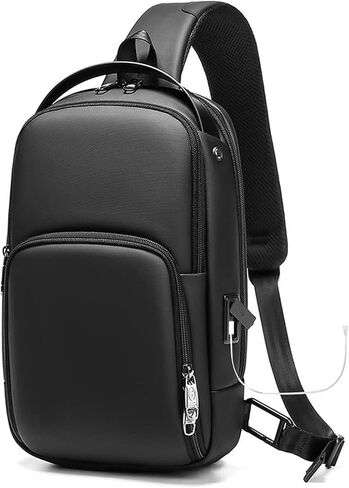 Messenger Bags Men's Chest Bag for USB Charging Travel Shoulder bagSports Fashion Waterproof Crossbody in Saudi Arabia