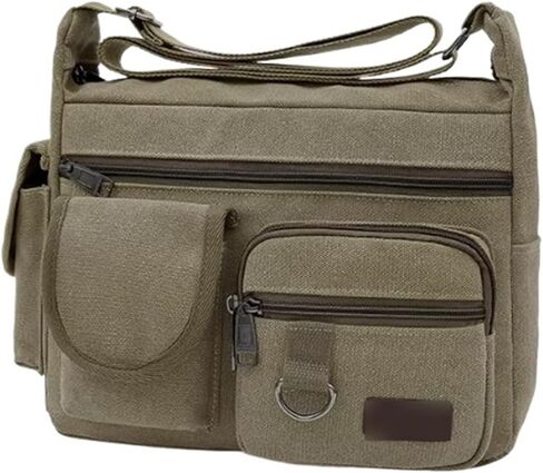 Messenger Bags Canvas Bag for Men Vintage Water Resistant Waxed Crossbody Briefcase Padded Shoulder for Male Handbag in Saudi Arabia