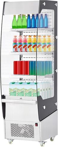 5.3 قدم مكعب ثلاجة المعجنات كونترتوب المشروبات، 3 أرفف عرض ثلاجة عرض تجارية مع LED تبريد الهواء التلقائي تذويب الباب الخلفي انزلاق لمطعم مقهى، أسود in Kuwait