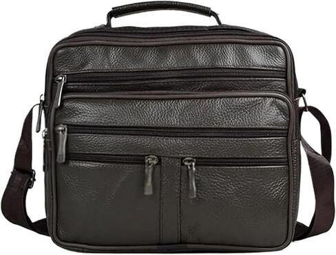 Messenger Bags Men Shoulder Bag Men's Genuine Leather Boy Coffee Middle Size Handbags Tote Natural Skin Briefcase in Saudi Arabia