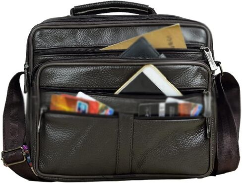 Messenger Bags Men Shoulder Bag Men's Genuine Leather Boy Coffee Middle Size Handbags Tote Natural Skin Briefcase in Saudi Arabia