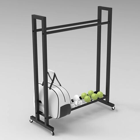 Badminton Tennis Racket Storage Organizer - Freestanding Rolling Mobile Sports Cart with Large for School Gym Training Ground in Saudi Arabia