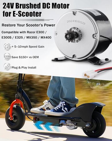 24V Brushed Electric Motor for E Scooter, 350W Replacement Motor Competible with Razor MX350 MX400 E300 E300S E325, Small Brushed Permanent Magnet Ebike Motor, 3000 RPM Restores Engine Power in Saudi Arabia