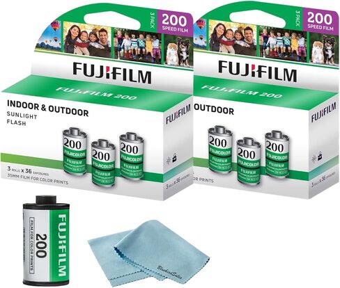FUJIFILM 400 COLAL FILDAL FIME (فيلم 35 مم لفة ، 36 تعرضًا ، 3 عبوات) + ألبوم صور بلوبيردزاليس ، إطارات الصور (10 إطارات) + قطعة قماش تنظيف الدقيقة in Kuwait