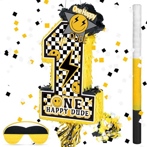 Ferraycle Baseball رقم 1 Piñata لزخارف حفلة عيد الميلاد الأولى Piñata إمدادات حفلة عيد ميلاد للأولاد مع حلويات عصا معصبة العينين in Kuwait