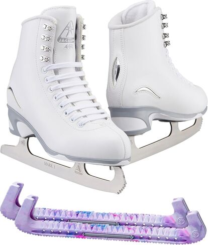 Jackson Ultima Finesse Girls’ / Women’s White Figure Ice Skates Bundle with Skate Guards in Kuwait
