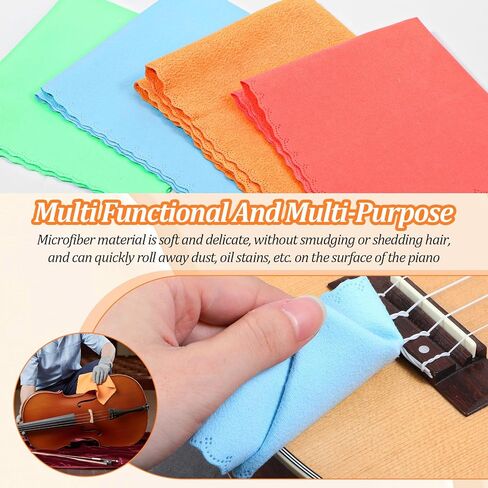 TIESOME 8 PCS Instruments Cleaning Cloths, 4 Colors 2 Sizes Microfiber Soft Lint Free Guitar Cleaning Cloth Premium Polishing & Cleaning Cloths for Guitar Flute Violin Piano Trumpet Sax in Saudi Arabia