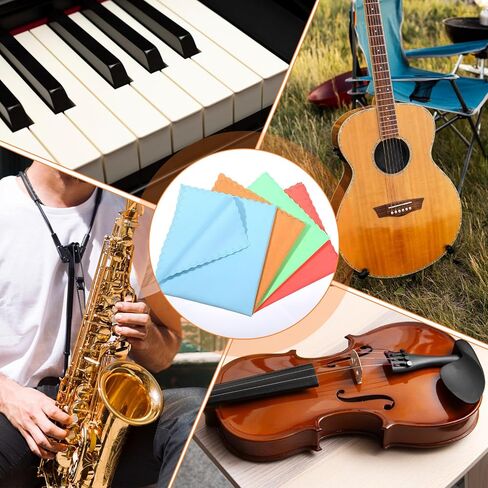 TIESOME 8 PCS Instruments Cleaning Cloths, 4 Colors 2 Sizes Microfiber Soft Lint Free Guitar Cleaning Cloth Premium Polishing & Cleaning Cloths for Guitar Flute Violin Piano Trumpet Sax in Saudi Arabia