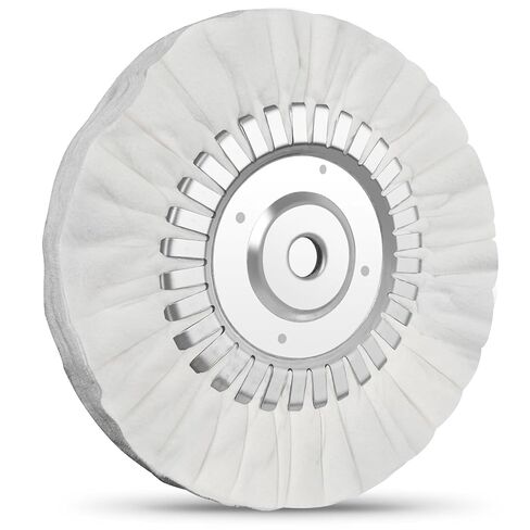 8" Fine White Airway Buffing Wheel with 5/8" Arbor Flange-Free Hub, Flange-Free, Cotton Polishing Wheel for Aluminum Truck Wheels, Rims, Chrome, Stainless Steel – Final Mirror Finish in Kuwait