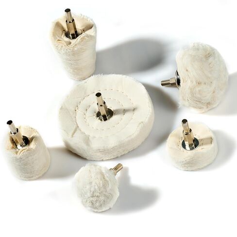 مجموعة عجلات تلميع مكونة من 6 قطع مع أعمدة سداسية مقاس 1/4 بوصة للمثقاب وأداة التلميع - تناسب الأدوات الكهربائية والهوائية للمعادن والخشب والمجوهرات والزجاج وتلميع سطح السيراميك in Kuwait