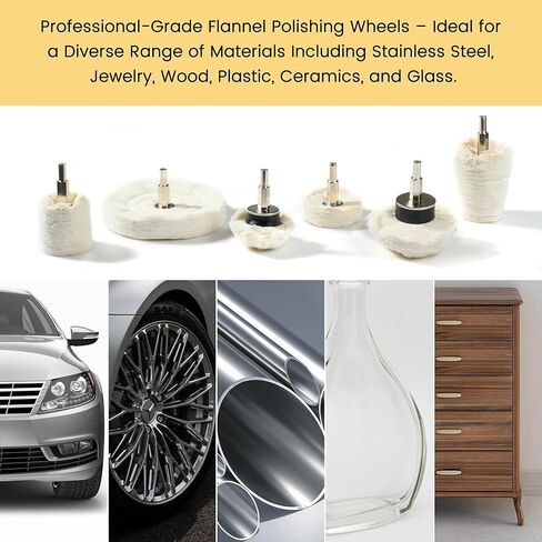 مجموعة عجلات تلميع مكونة من 6 قطع مع أعمدة سداسية مقاس 1/4 بوصة للمثقاب وأداة التلميع - تناسب الأدوات الكهربائية والهوائية للمعادن والخشب والمجوهرات والزجاج وتلميع سطح السيراميك in Kuwait