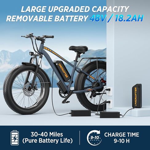 Electric Bicycle for Adults, 1500W Peak Motor 30 MPH 60 Miles Fat Tire E Bike with 48V 18.2Ah Removable Battery 26" Electric Bike Hydraulic Disc Brake and 7-Speed Motorcycle,UL 2849 Certified in Saudi Arabia