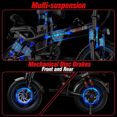 Folding Electric Bike for Adults, 2 Seater Electric Bike, 750W/1000W Peak Motor, 48V Removable Battery, Up to 28/30MPH & 45/60Miles, 16"/20" Tire Ebike, All-Terrain Foldable Electric Bicycles in Saudi Arabia