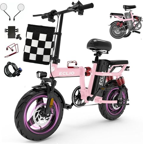 Folding Electric Bike for Adults, Peak 800W Motor 25MPH, 48V 14Ah Removable Battery 35-55Miles Ebike,14'' Lightweight & Portable Adults Electric Bicycles for Men/Women/Teens in Saudi Arabia