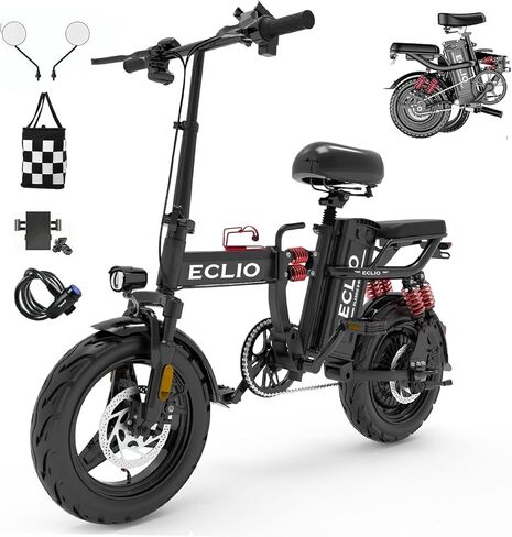 Folding Electric Bike for Adults, Peak 800W Motor 25MPH, 48V 14Ah Removable Battery 35-55Miles Ebike,14'' Lightweight & Portable Adults Electric Bicycles for Men/Women/Teens in Saudi Arabia