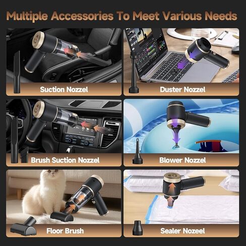 Vizeusvac Car Vacuum Cleaner,16000PA Car Vacuum Cordless Powerful with LED Light,Dual HEPA Filters,Type-C Charging Handheld Mini Vacuum, One-Click Empty Compact for Home Cleaning and Office in Saudi Arabia