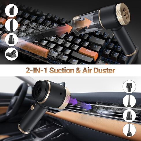 Vizeusvac Car Vacuum Cleaner,16000PA Car Vacuum Cordless Powerful with LED Light,Dual HEPA Filters,Type-C Charging Handheld Mini Vacuum, One-Click Empty Compact for Home Cleaning and Office in Saudi Arabia
