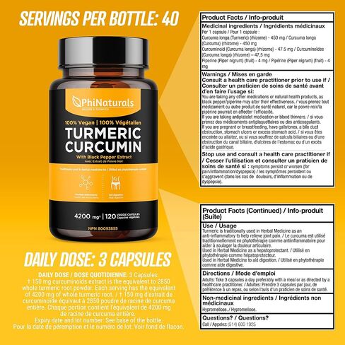 مستخلص الكركم والفلفل الأسود - 1500 ملغ لكل جرعة [120 كبسولة] مع مسحوق الكركم العضوي والبيوبيرين in Kuwait