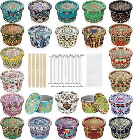 Nexuraze شمعة فارغة علب شمعة 24 جهاز كمبيوتر ، وكرات الشموع 2.2 أوقية مع الأغطية ، ومجموعات صنع الشموع ، مع 24 فتيلا ، 4 حاملي ويك ، 24 ويك. in Kuwait