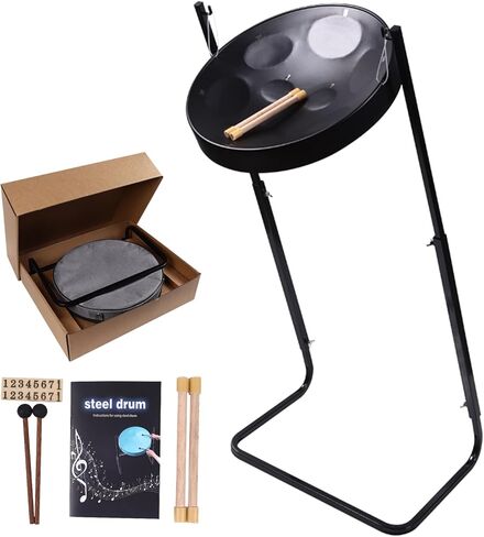 أداة تعليمية ذات 8 أسطوانة فولاذية | ارتفاع قابل للتعديل 19-36 بوصة | حقيبة سفر مصنوعة يدويًا بالمطارق (أسود) in Kuwait