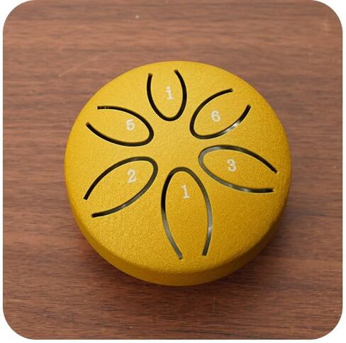 طبلة لسان فولاذية صغيرة، 6 نغمات، 3 بوصات، طبلة مطر، طبلة يدوية، أداة طبلة فولاذية مع مطارق حقيبة سفر وكتاب أغاني للموسيقيين ذهبي in Kuwait