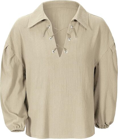 Kids Medieval Viking Pirate Renaissance Retro Costume Shirt for Boys Halloween Party Cosplay 3-12 Years in Kuwait